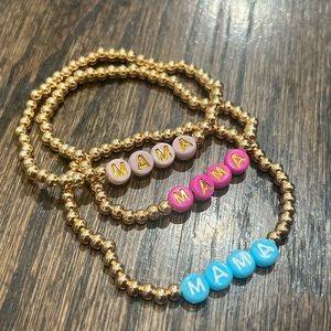 14k Gold plated beaded “Mama” bracelets, choose your colors!